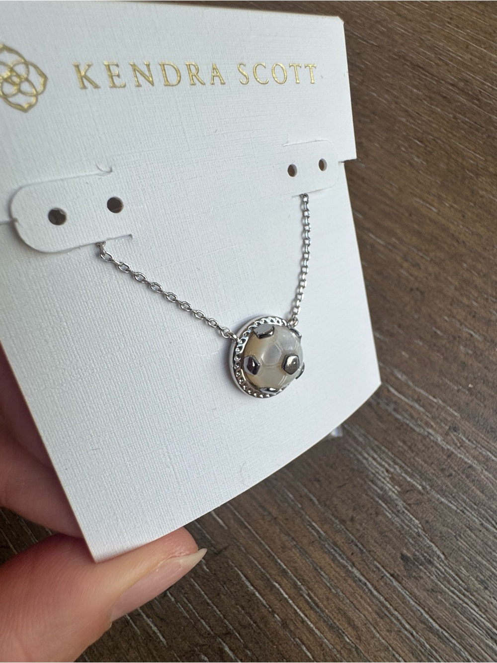 Kendra Scott Silver Soccer Ball Pendant Necklace 18” long - Picture 2 of 4